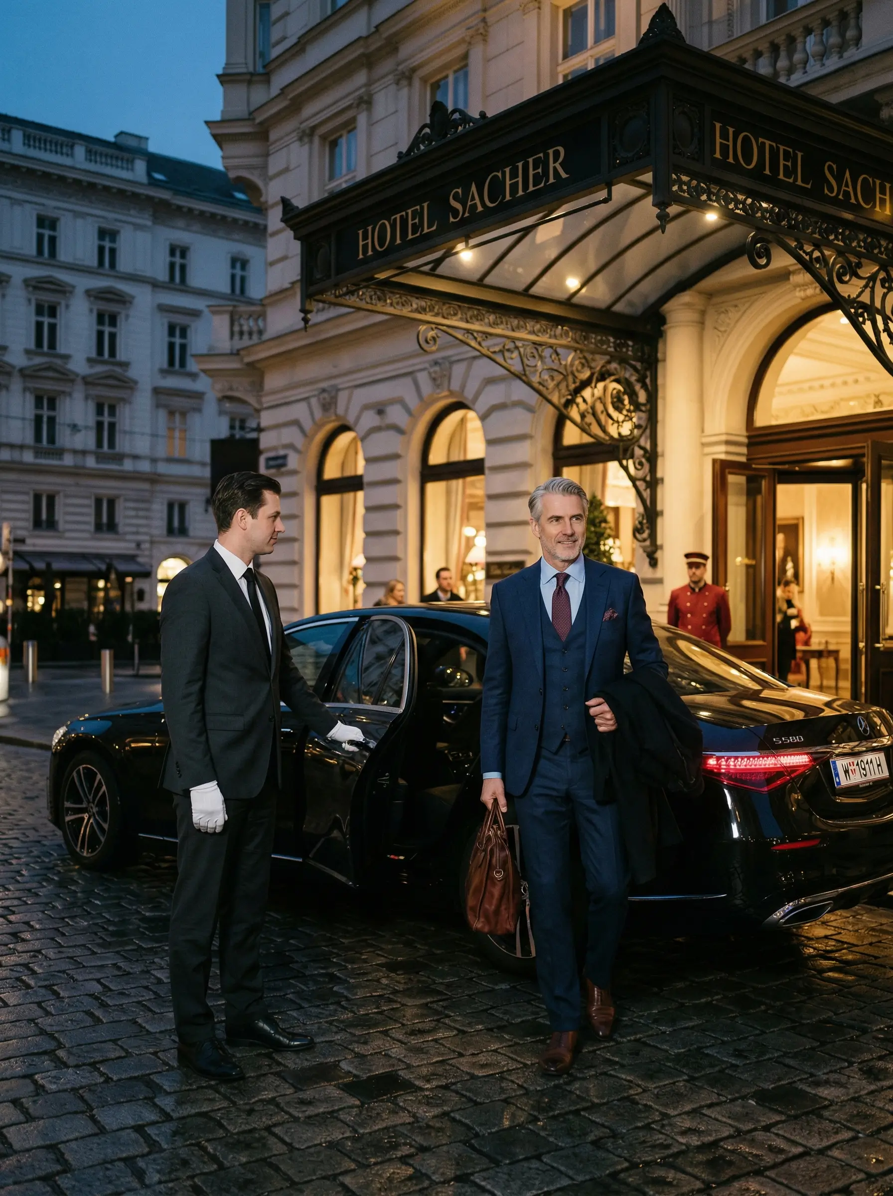 Gepflegter Innenraum einer Luxuslimousine mit Ledersitzen und Ambientebeleuchtung